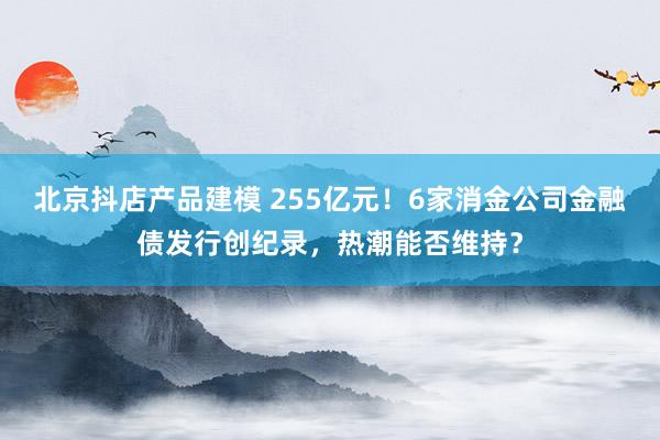 北京抖店产品建模 255亿元！6家消金公司金融债发行创纪录，热潮能否维持？