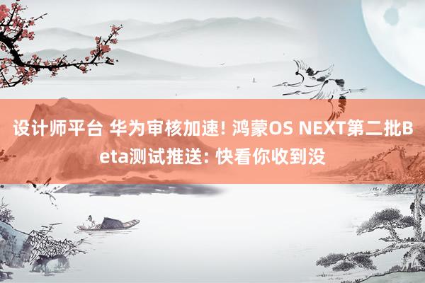 设计师平台 华为审核加速! 鸿蒙OS NEXT第二批Beta测试推送: 快看你收到没