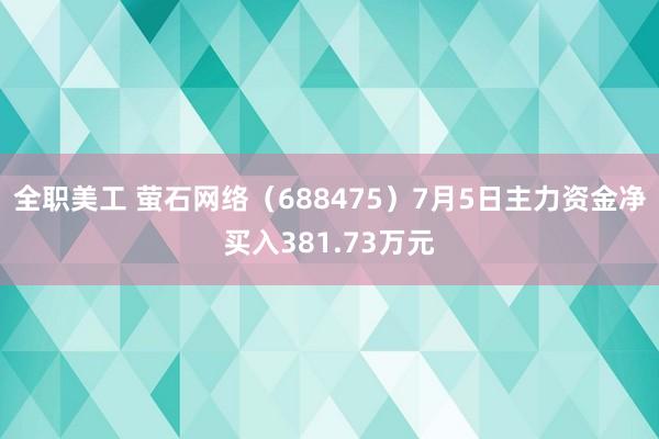 全职美工 萤石网络（688475）7月5日主力资金净买入381.73万元